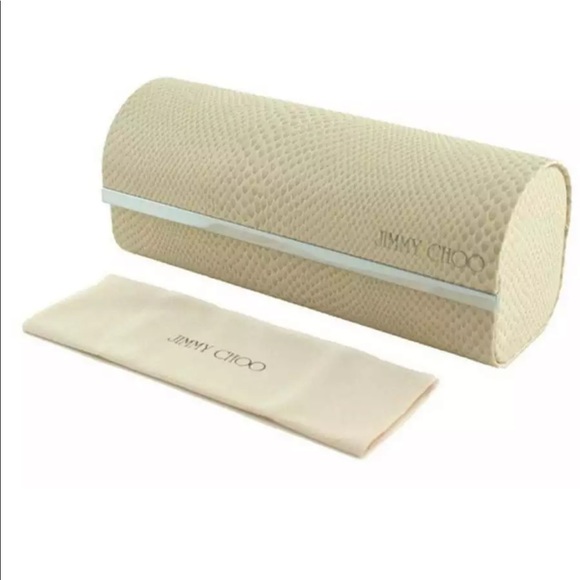 $495 Jimmy Choo Cat Eye Sunglasses Frame Silver + Mauve Lens Pink + Acc NWT - Picture 12 of 15